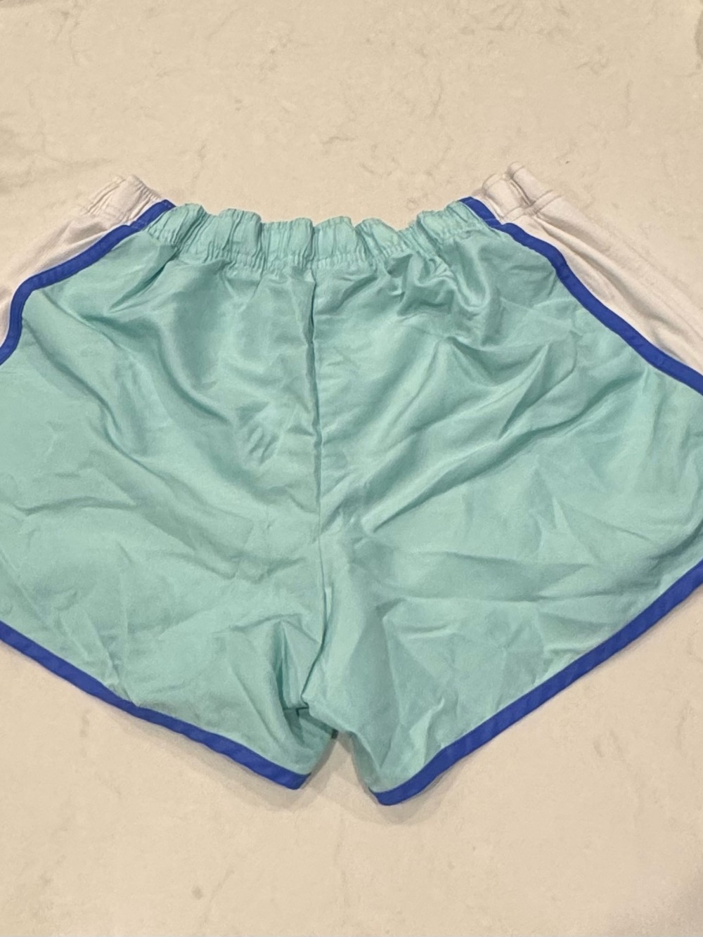 Classic Women's Athletic Shorts in Light Aqua with Blue Trim - Picture 3 of 7